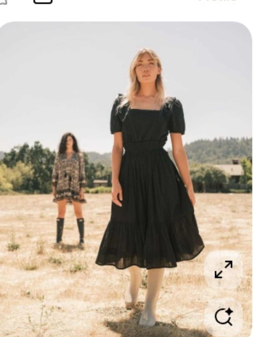 Anthropologie Cleobella Shanya Short Sleeve Midi  in Black Dress Size Medium